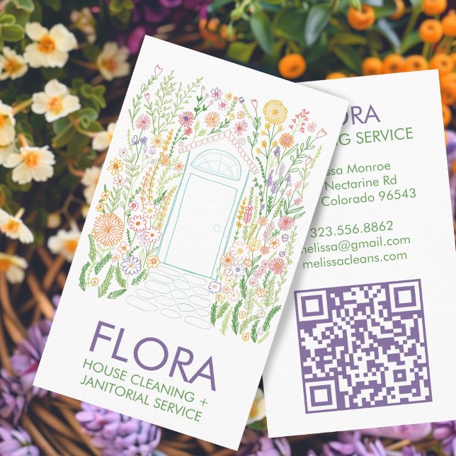 FRONT DOOR House Cleaning Yardwork Garden QR Code Business Card (FRONT DOOR House Cleaning Yardwork Garden QR Code Business Card
)