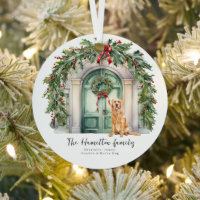 Front Door With Golden Retriever Christmas