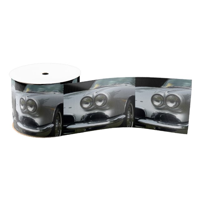 Front Drivers side of a classic silver corvette Grosgrain Ribbon (Spool)