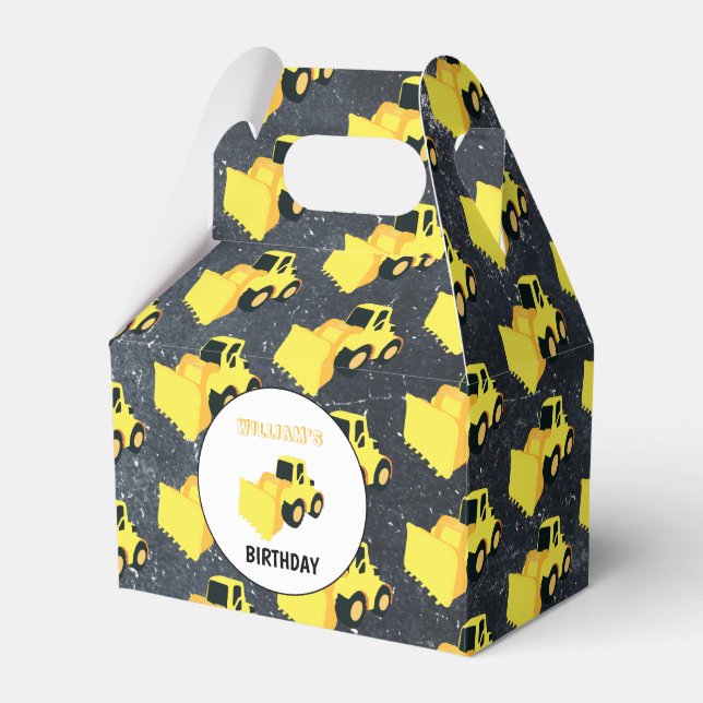 Front End Loader Construction Truck Birthday Favour Box (Front Side)