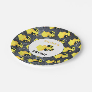 Front End Loader Construction Truck Birthday Paper Plate