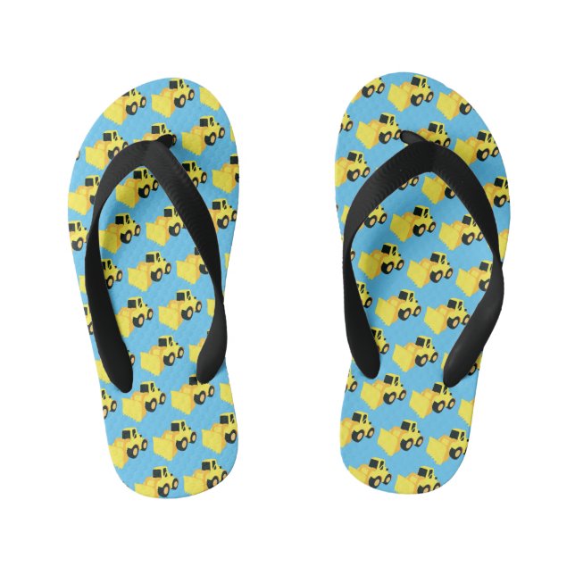 Front End Loader Construction Trucks Kid's Flip Flops (Footbed)