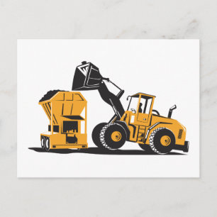 Front End Loader Digger Excavator Retro Postcard