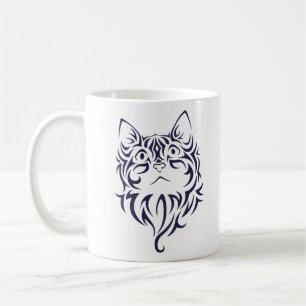 Front Facing Cat Kitten Face Stencil Coffee Mug