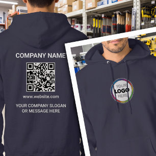 Front Logo - Company Contact Info & URL QR Code Hoodie