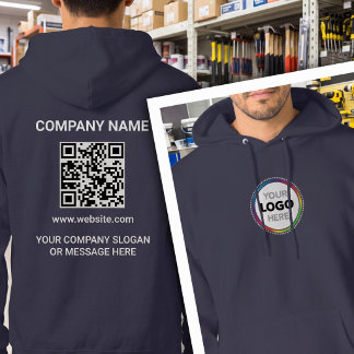 Front Logo - Company Contact Info & URL QR Code Hoodie