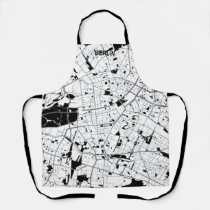 Front minimalist map Berlin - Black-White Apron