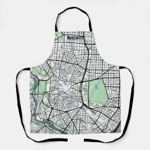 Front minimalist map Madrid - Natural color Apron