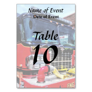 Front of Fire Truck With Hose Table Number