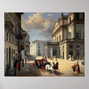 Front of La Scala Theatre, 1852 Poster