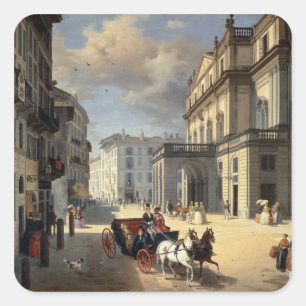 Front of La Scala Theatre, 1852 Square Sticker
