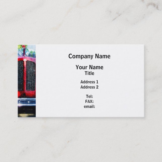Front of Old Fire Truck Business Card (Front)