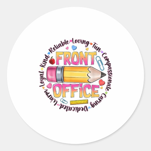 Front Office Squad Back To School Happy First Day  Classic Round Sticker (Front)