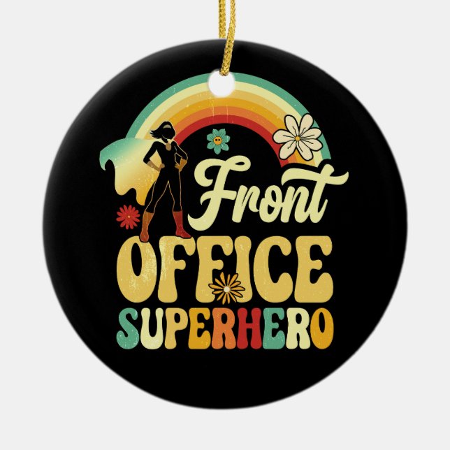 Front Office Superhero Secretary Administrative As Ceramic Tree Decoration (Front)