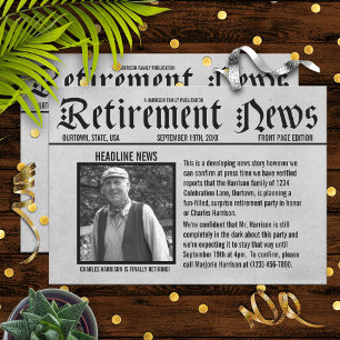 Front Page Newspaper Retirement Party Invitation