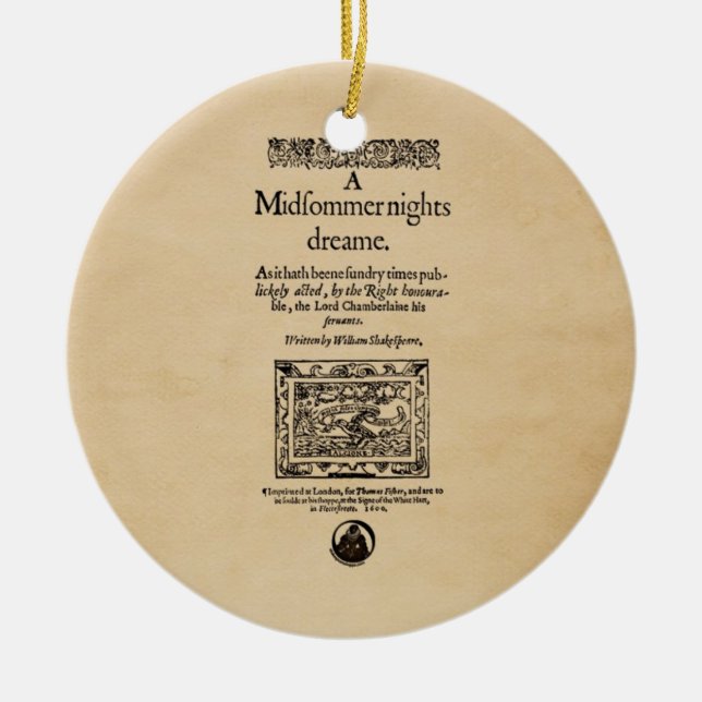 Front Piece to A Midsummer Nights Dream Quarto Ceramic Tree Decoration (Front)