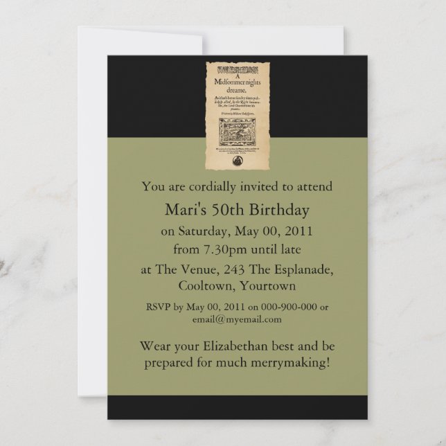 Front Piece to A Midsummer Nights Dream Quarto Invitation (Front)