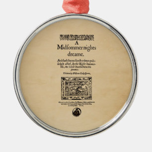 Front Piece to A Midsummer Nights Dream Quarto Metal Tree Decoration