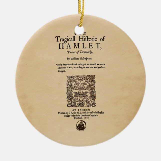 Front Piece to Hamlet Quarto (1605 version) Ceramic Tree Decoration (Front)