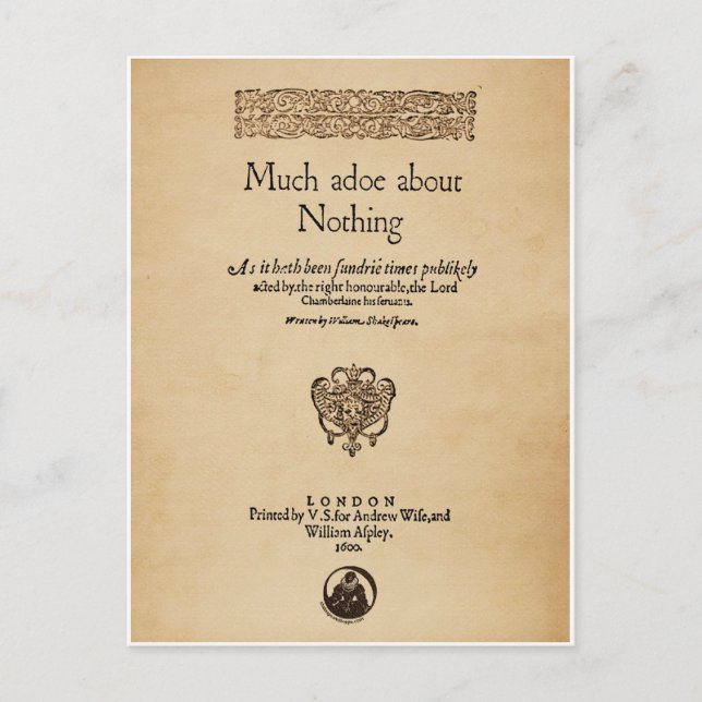 Front Piece to Much Ado About Nothing Quarto Postcard (Front)