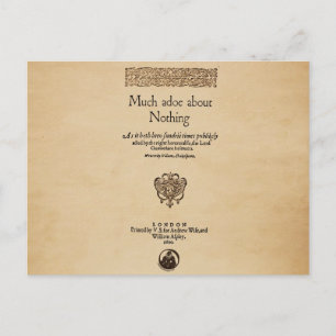 Front Piece to Much Ado About Nothing Quarto Postcard