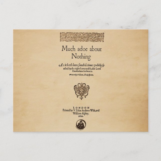 Front Piece to Much Ado About Nothing Quarto Postcard (Front)