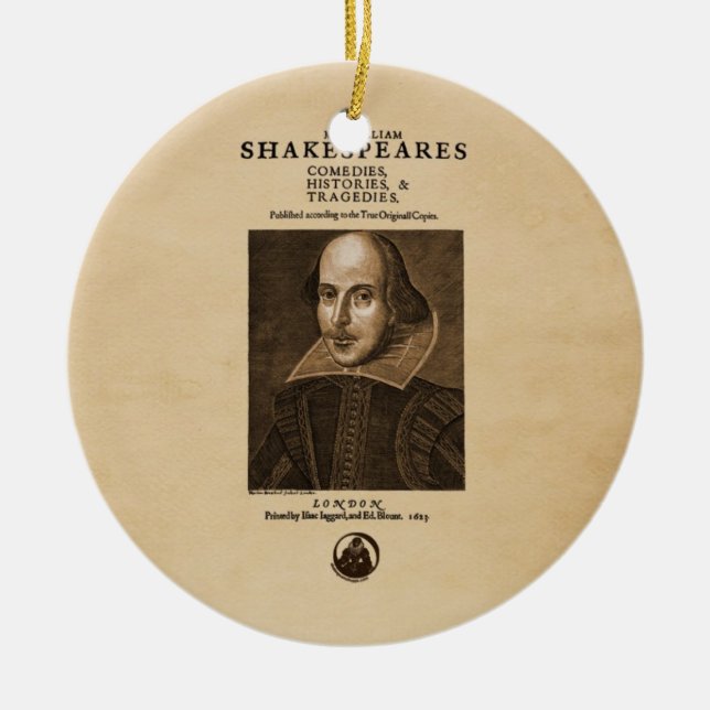 Front Piece to Shakespeare's First Folio Ceramic Tree Decoration (Front)