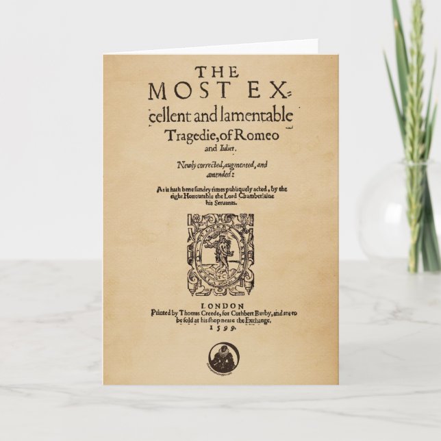 Front Piece to the Romeo & Juliet Quarto (1599) Card (Front)