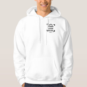 Front pocket +optional Back, Business logo White Hoodie