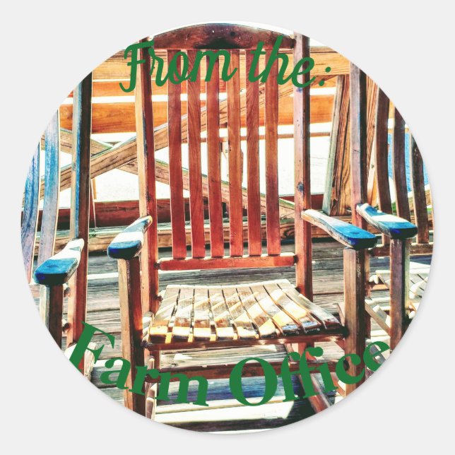 Front Porch Office Chair of the Farm CEO Classic Round Sticker (Front)