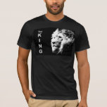Front Print The King Pop Art Lion Head Mens Modern T-Shirt<br><div class="desc">Front Print The King Pop Art Lion Head Men's Modern Elegant Trendy Template Add Image Logo Photo Bella Canvas Basic Black T-Shirt.</div>
