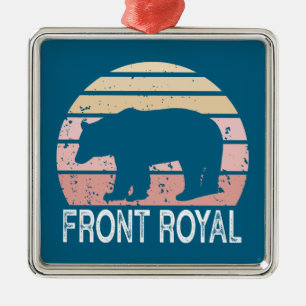 Front Royal Virginia Retro Bear Metal Tree Decoration