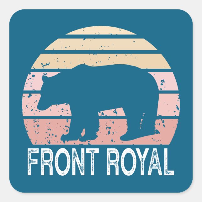 Front Royal Virginia Retro Bear Square Sticker (Front)