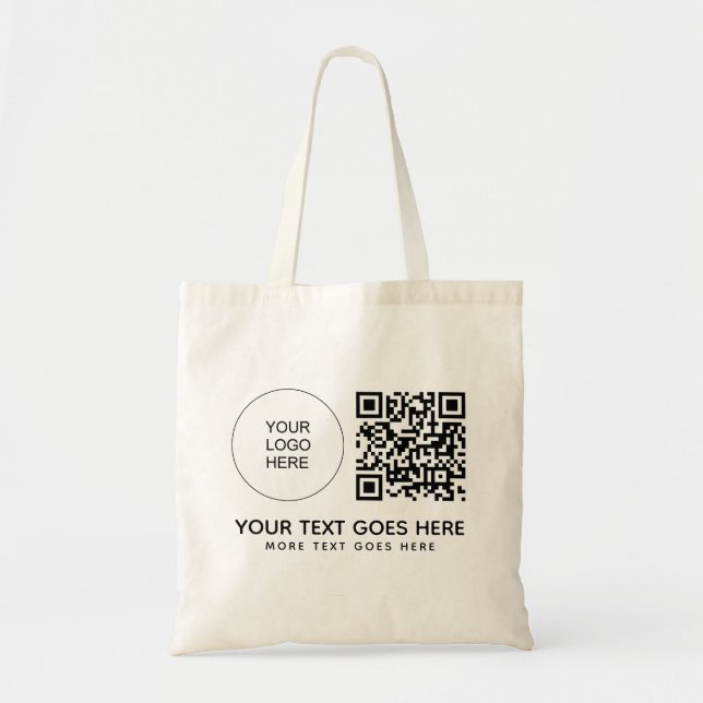 Front Side Print Company Logo QR Code Grocery Tote Bag (Front)