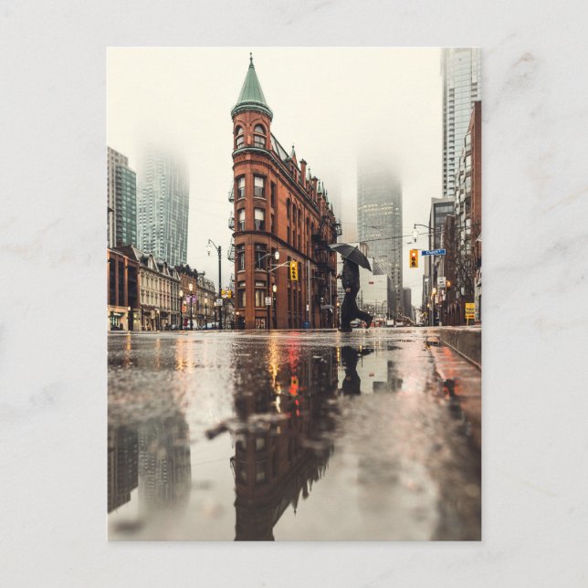 Front Street, Toronto Street View, Rain, Ontario Postcard (Front)