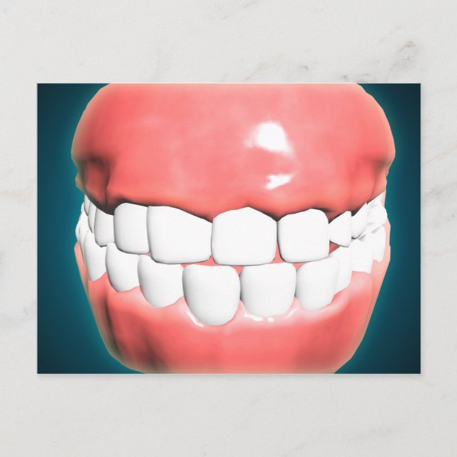 Front View Of Human Mouth With Teeth And Gums Postcard (Front)