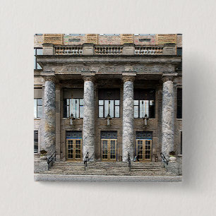 Front View of the Alaska State Capitol in Juneau 15 Cm Square Badge