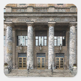 Front View of the Alaska State Capitol in Juneau Square Sticker