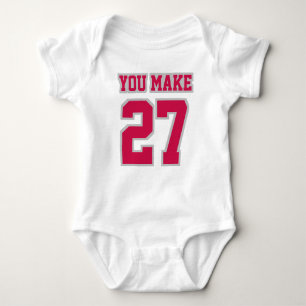 Front WHITE CRIMSON SILVER Romper Football Jersey Baby Bodysuit