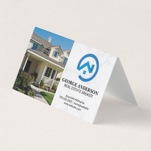 Front Yard Home   Modern Blue Real Estate Logo Business Card