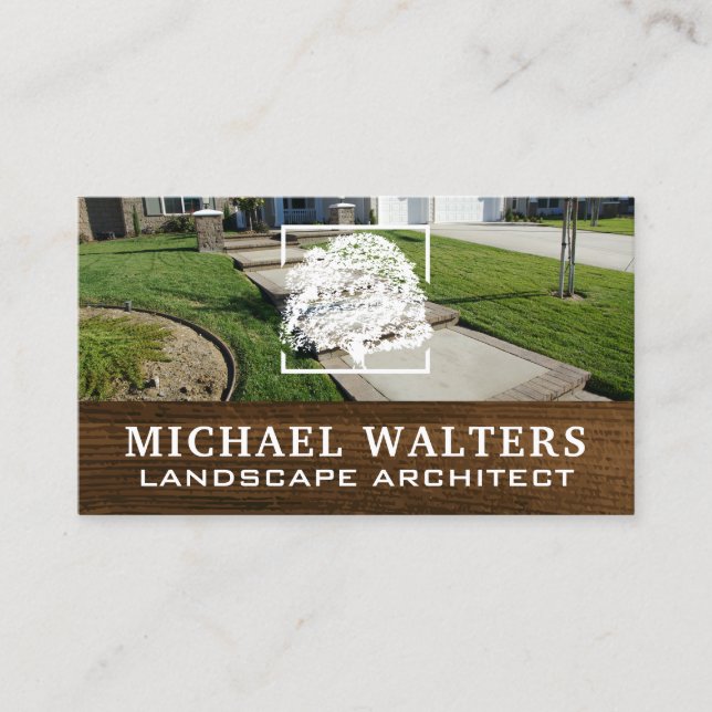 Front Yard Landscape | Tree Logo Business Card (Front)