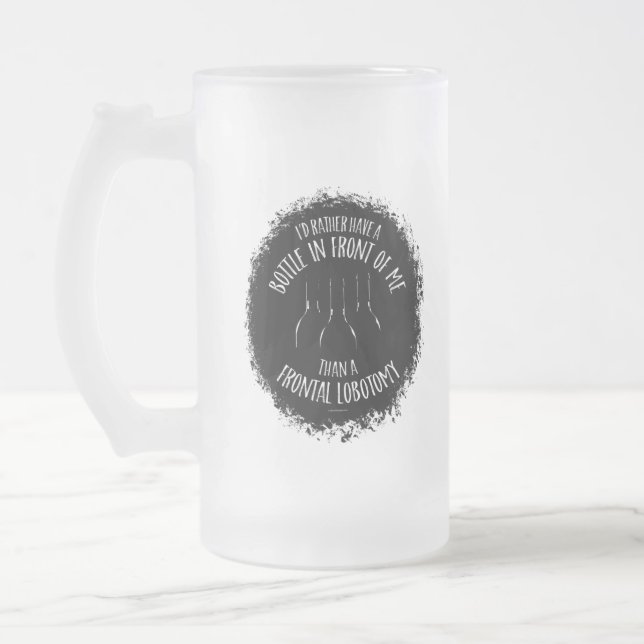 Frontal Lobotomy Frosted Glass Beer Mug (Left)