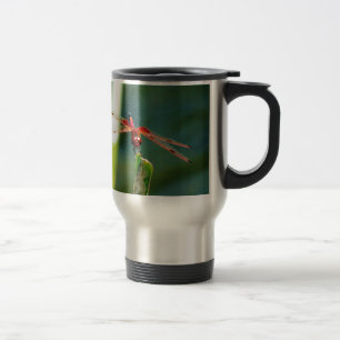 Frontal Red and Black Dragonfly Travel Mug