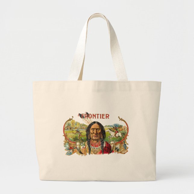 Frontier Cigar Advertising Large Tote Bag (Front)