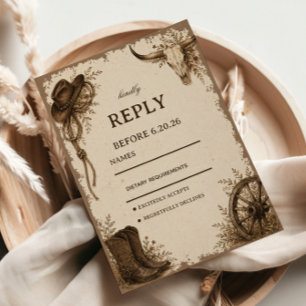 Frontier Prairie Elegant Rustic RSVP Card