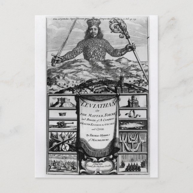 Frontispiece by Thomas Hobbes  of Malmesbury Postcard (Front)