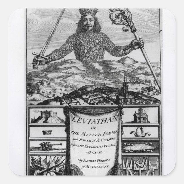 Frontispiece by Thomas Hobbes  of Malmesbury Square Sticker (Front)
