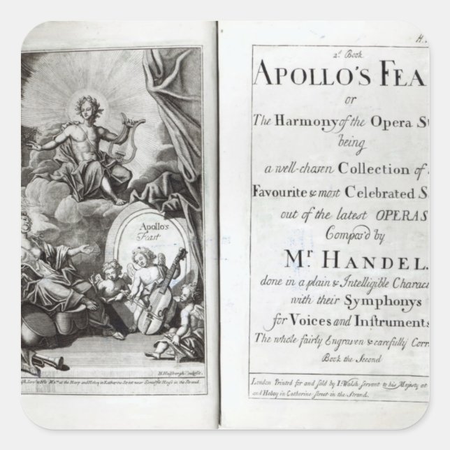 Frontispiece for Apollo's Feast, c.1734 Square Sticker (Front)