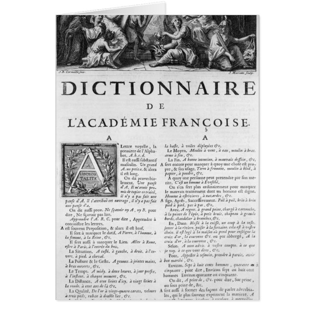 Frontispiece for the French Academy dictionary (Front)