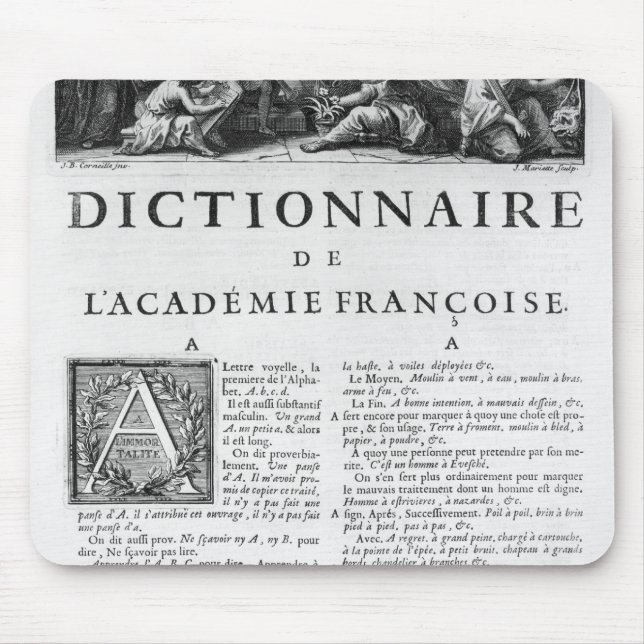 Frontispiece for the French Academy dictionary Mouse Mat (Front)